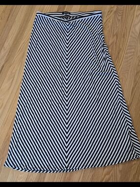 Dalia Black and White Chevron A-Line Midi Skirt
